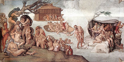 The Flood and Noahs Ark Michelangelo Painting